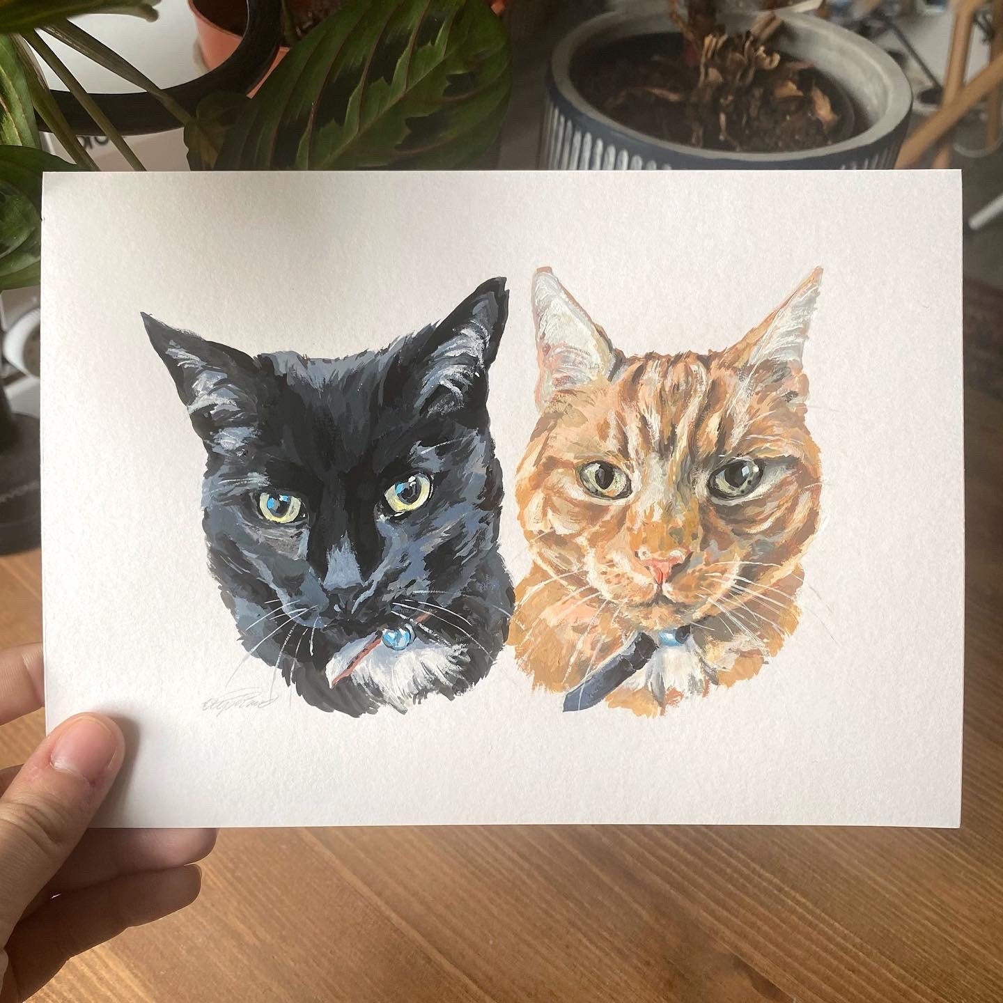 Custom Gouache Pet Portrait A7 / A6 / A5 | Hand Painted Gift | Personalised Beskpoke Pet Portrait Watercolour Painting | Cat/Dog/Small Mini