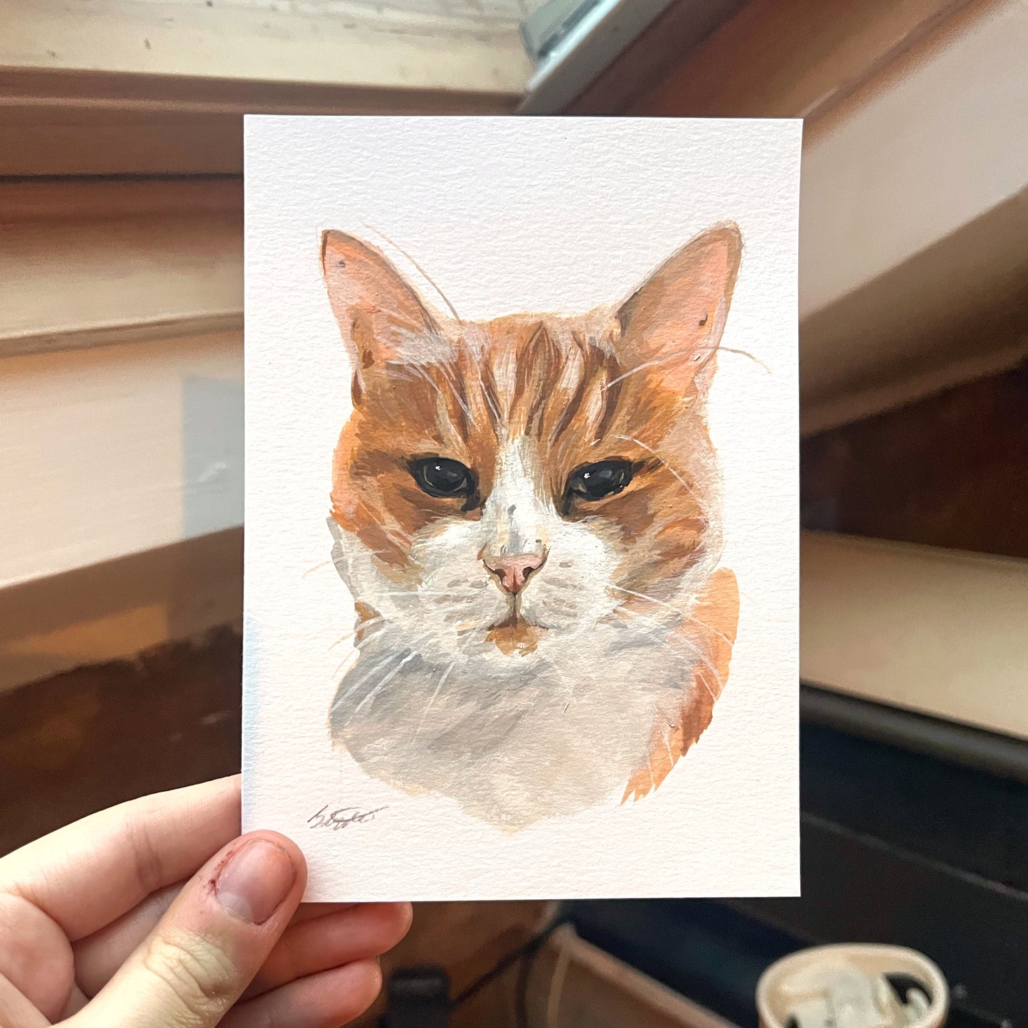 Custom Gouache Pet Portrait A7 / A6 / A5 | Hand Painted Gift | Personalised Beskpoke Pet Portrait Watercolour Painting | Cat/Dog/Small Mini